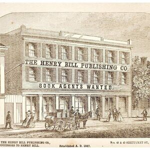 1873 Henry Bill Publishing Office Wood Engraving Victorian Connecticut F12A